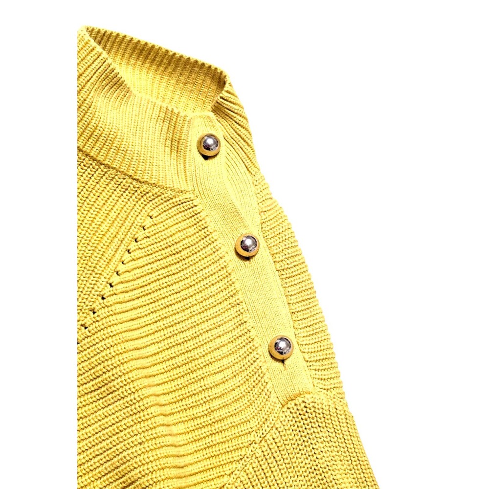 JOIE Lusela Sweater Golden Yellow Sz XS Mock Neck Knit Gold Buttons Pullover - Picture 6 of 11